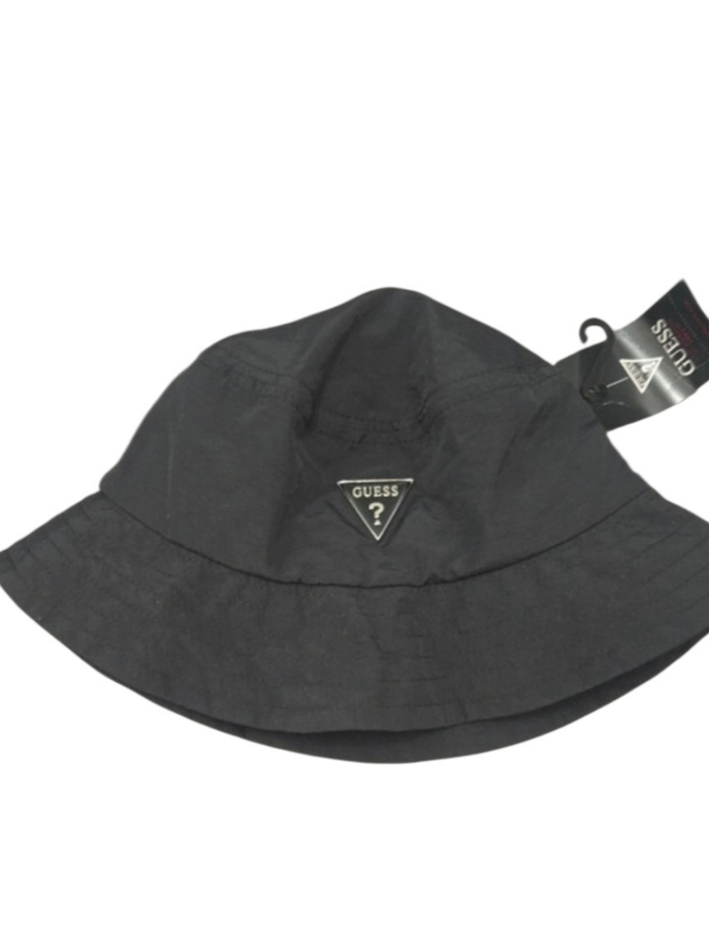 GUESS Black Bucket Hat with Triangle Logo